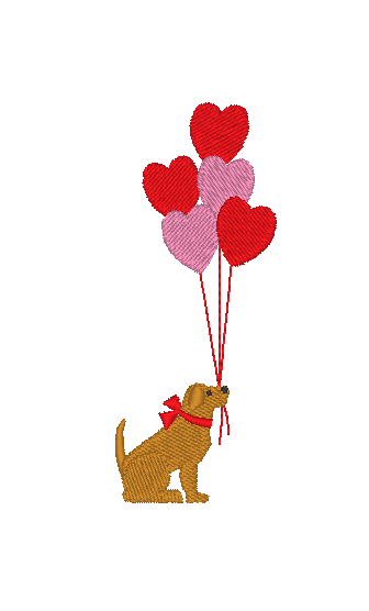 Dogs with Heart Balloons Dogs with Heart Balloons