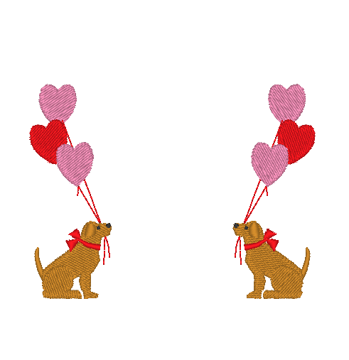 Dogs with Heart Balloons Dogs with Heart Balloons