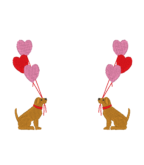 Dogs with Heart Balloons Dogs with Heart Balloons