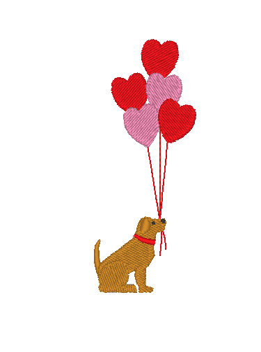 Dogs with Heart Balloons Dogs with Heart Balloons