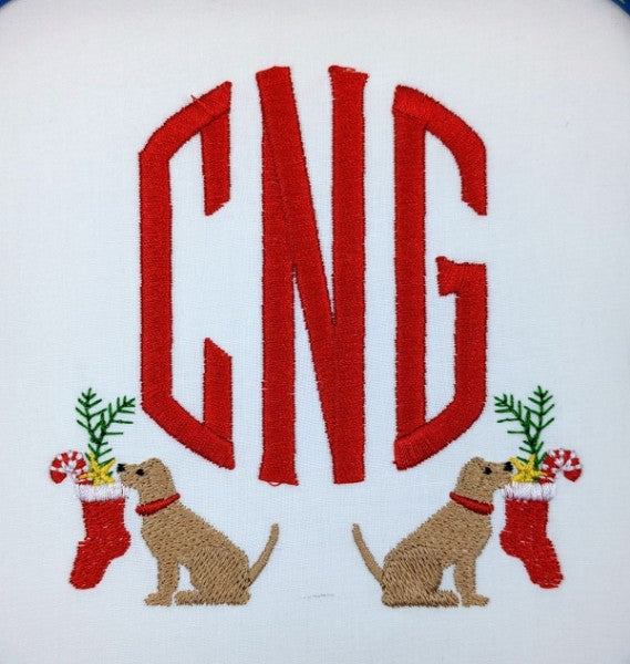 Dogs with Christmas Stockings Dogs with Christmas Stockings